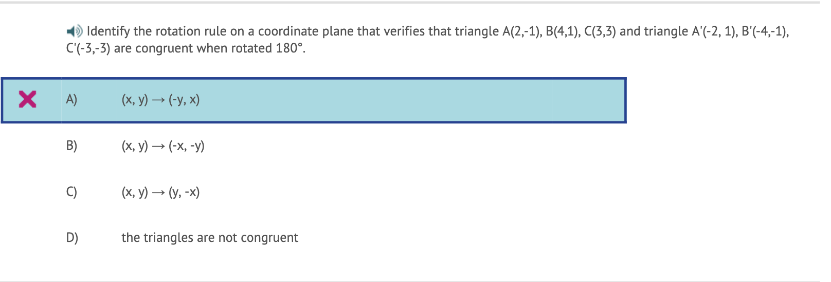 Solved Identify the rotation rule on a coordinate plane that | Chegg.com