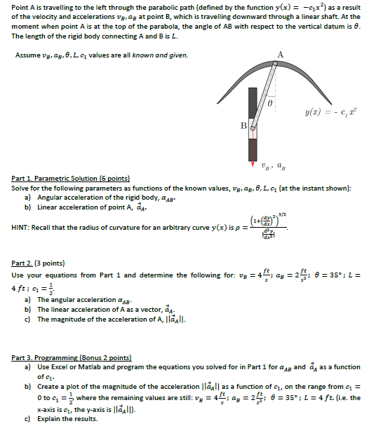 Point A Is Travelling To The Left Through The Para Chegg Com