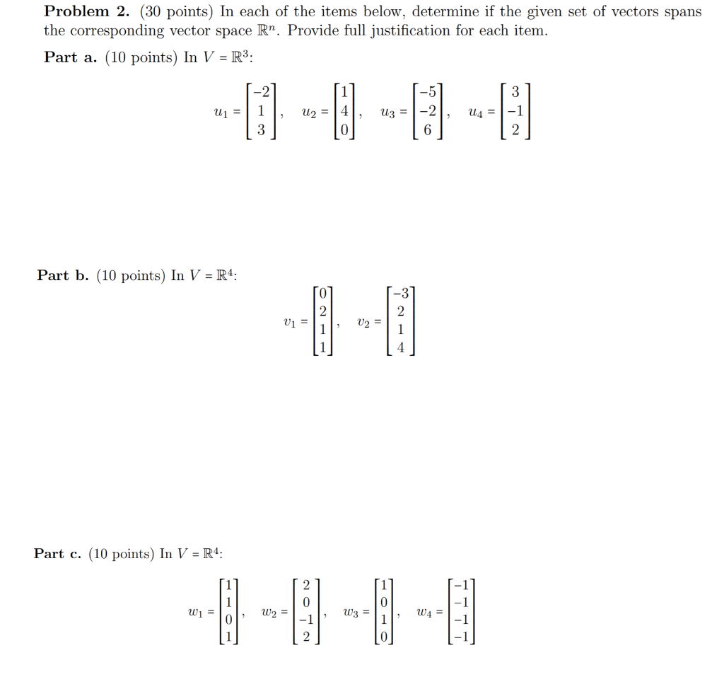 Solved Problem 2. (30 points) In each of the items below, | Chegg.com