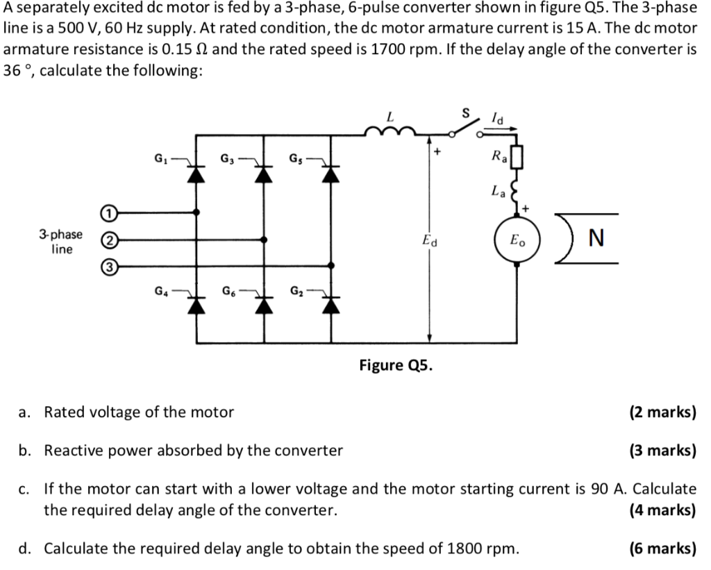 Solved A separately excited dc motor is fed by a 3-phase, | Chegg.com