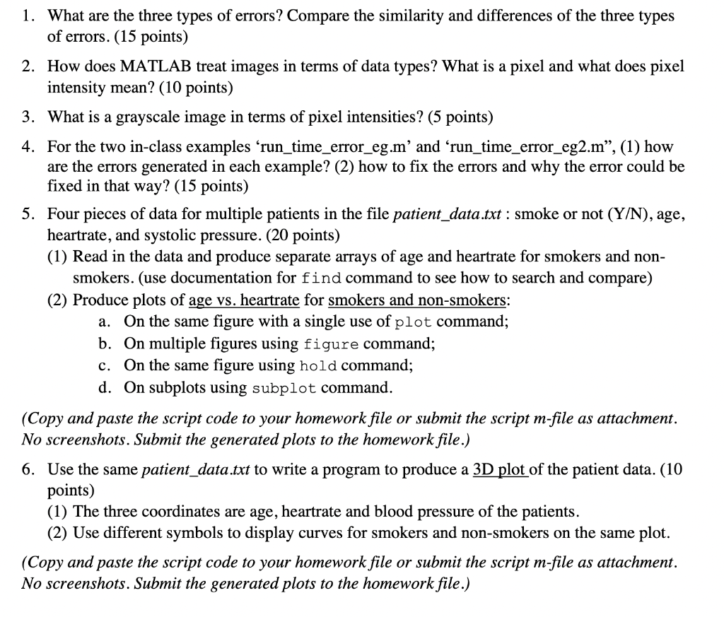 Solved 1. What are the three types of errors? Compare the | Chegg.com