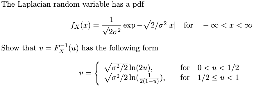 Solved The Laplacian random variable has a pdf | Chegg.com | Chegg.com