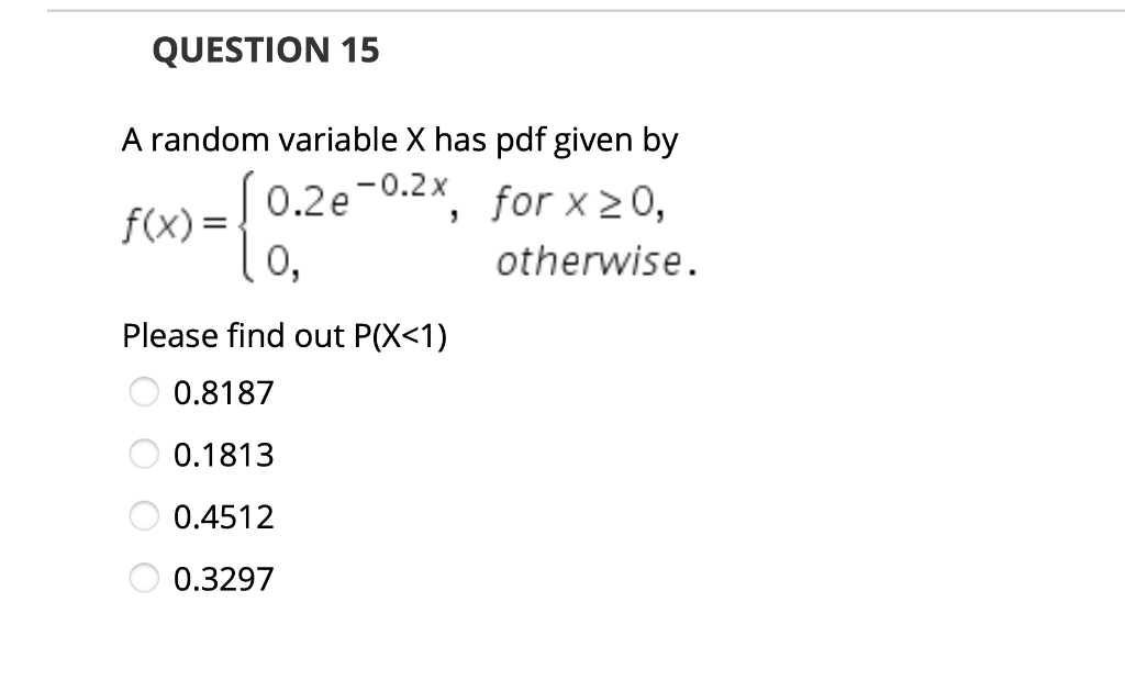 Solved QUESTION 12 The pdf of a random variable X is given | Chegg.com