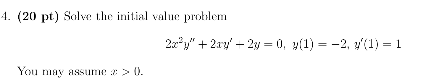 Solved 4 20 Pt Solve The Initial Value Problem 2x2y