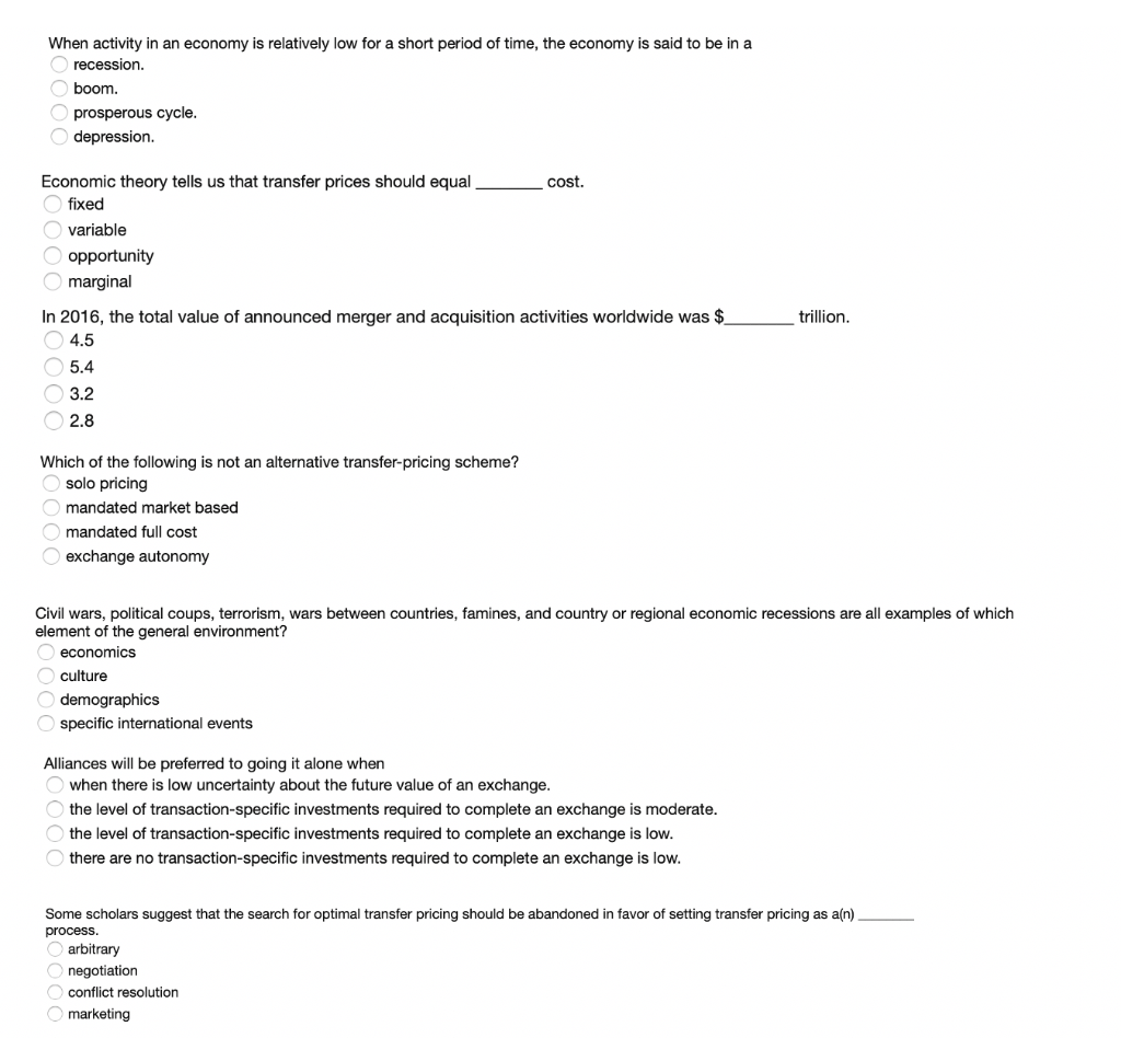 Solved When activity in an economy is relatively low for a