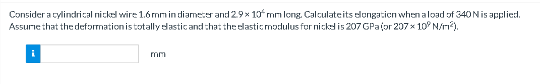 Solved Consider a cylindrical nickel wire 1.6 mm in diameter | Chegg.com