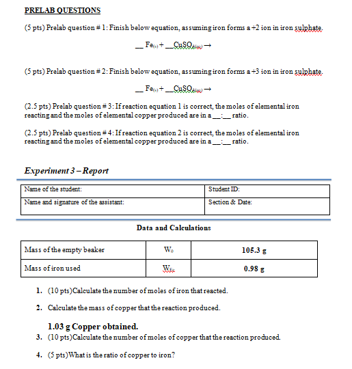 Solved PRELAB QUESTIONS (5 pts) Prelab question #1: Finish | Chegg.com