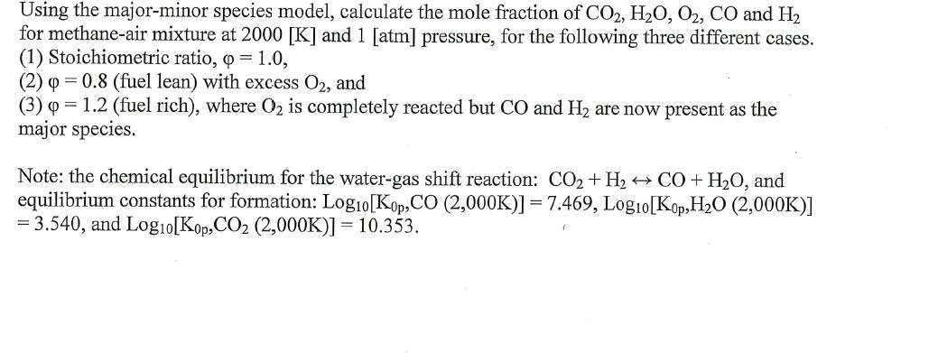 Using the major-minor species model, calculate the | Chegg.com