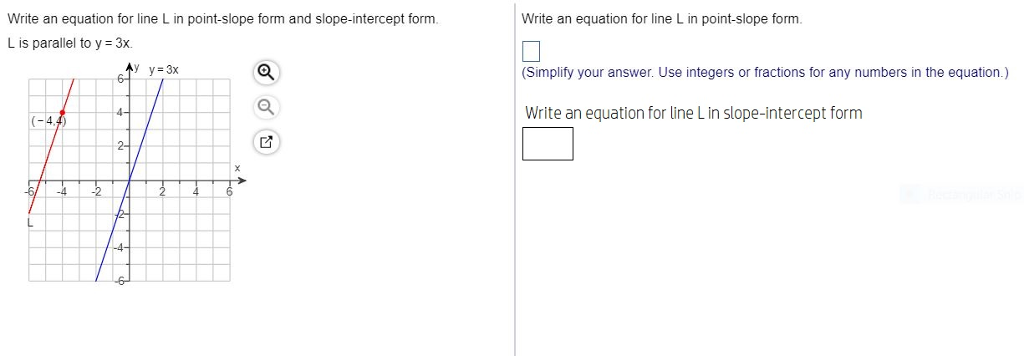 Solved Write an equation for line L in point-slope form and | Chegg.com