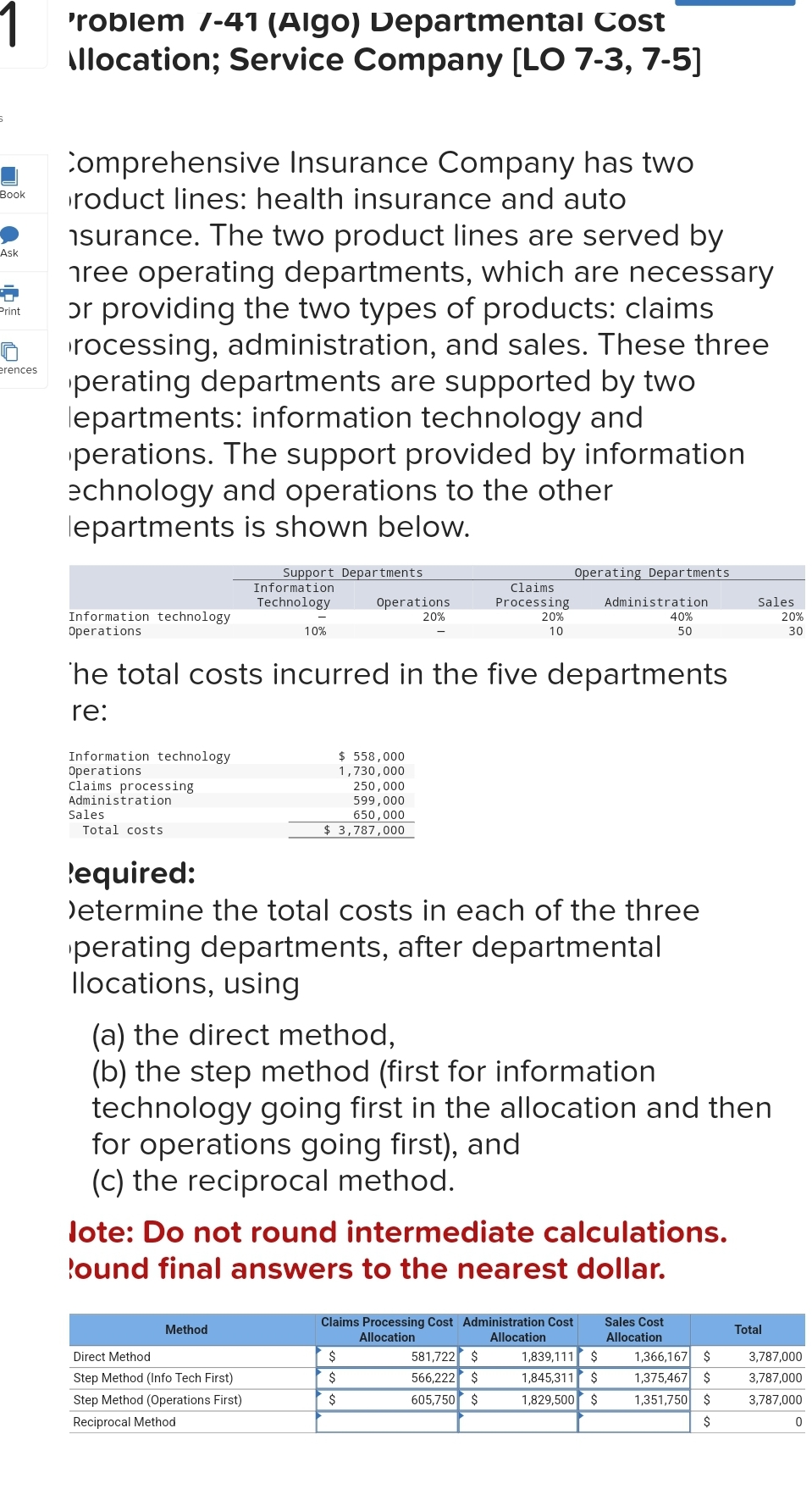 Solved he total costs incurred in the five | Chegg.com