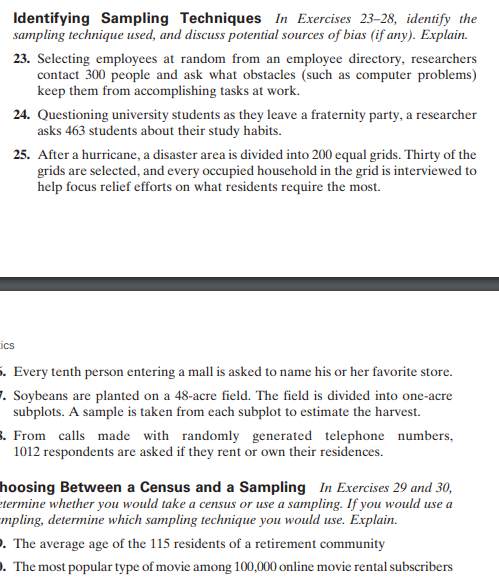 Identifying Sampling Techniques In Exercises 23 28 Chegg Identifying Sampling Techniques In Exercises 23 28 Chegg