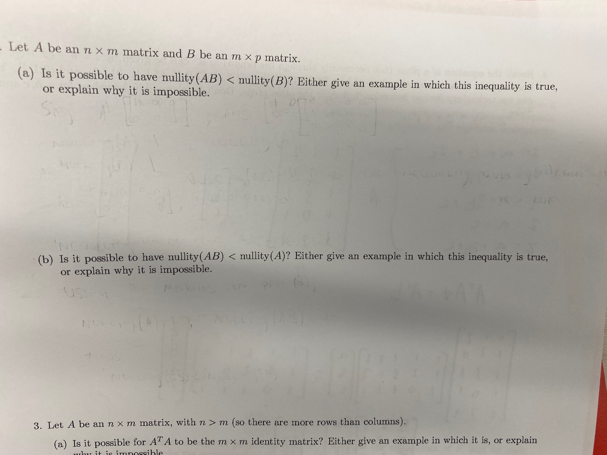 Let A be an n×m matrix and B be an m×p matrix. (a) Is | Chegg.com