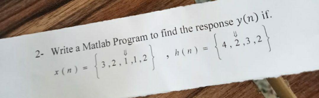Solved 2- Write a Matlab Program to find the response y(n) | Chegg.com