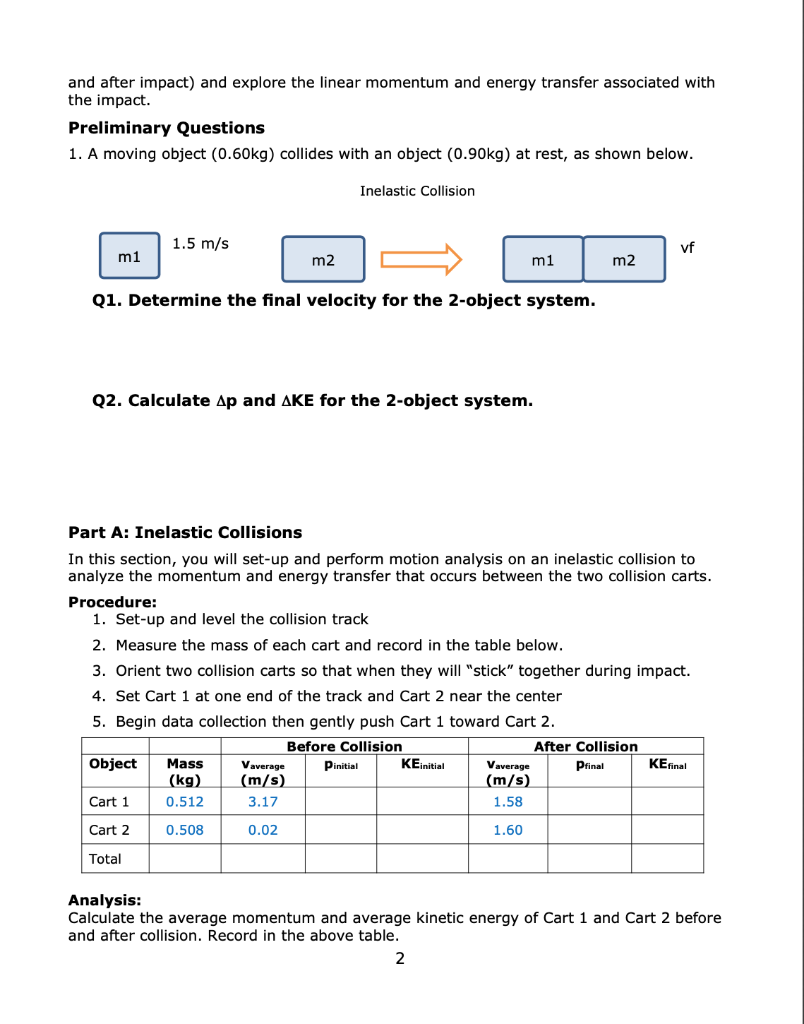 Solved Experiment: Momentum & Impulse In Collisions | Chegg.com