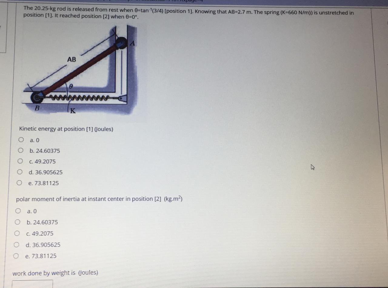 Solved The 20 25 Kg Rod Is Released From Rest When Chegg Com