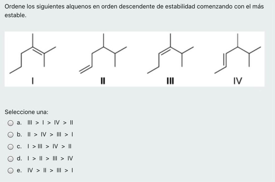 Solved Rank the following alkenes in descending order of | Chegg.com