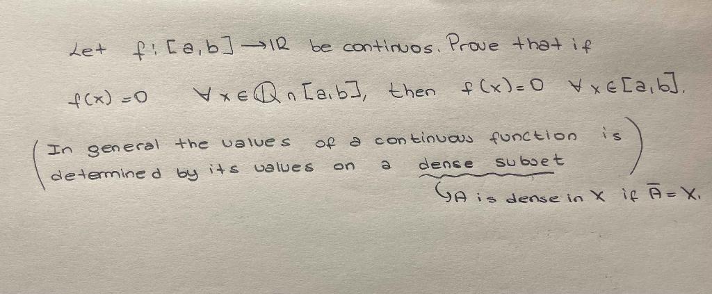 Solved Let F:[a,b]→R Be Continuos. Prove That If | Chegg.com