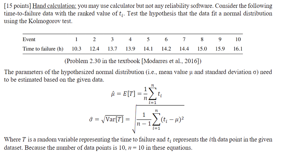 [15 points] Hand calculation: you may use calculator | Chegg.com