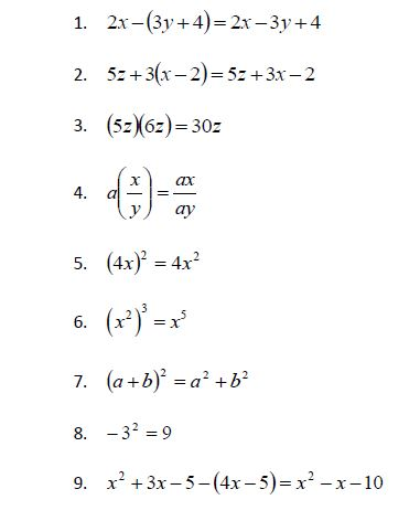Solved Algebra Errors to Avoid Worksheet Each of the | Chegg.com