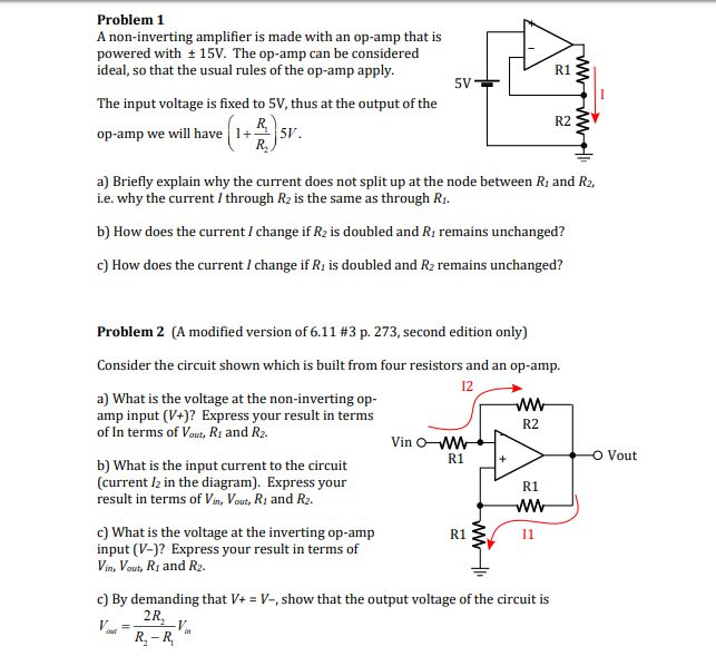 Solved Problem 1 A non-inverting amplifier is made with an | Chegg.com