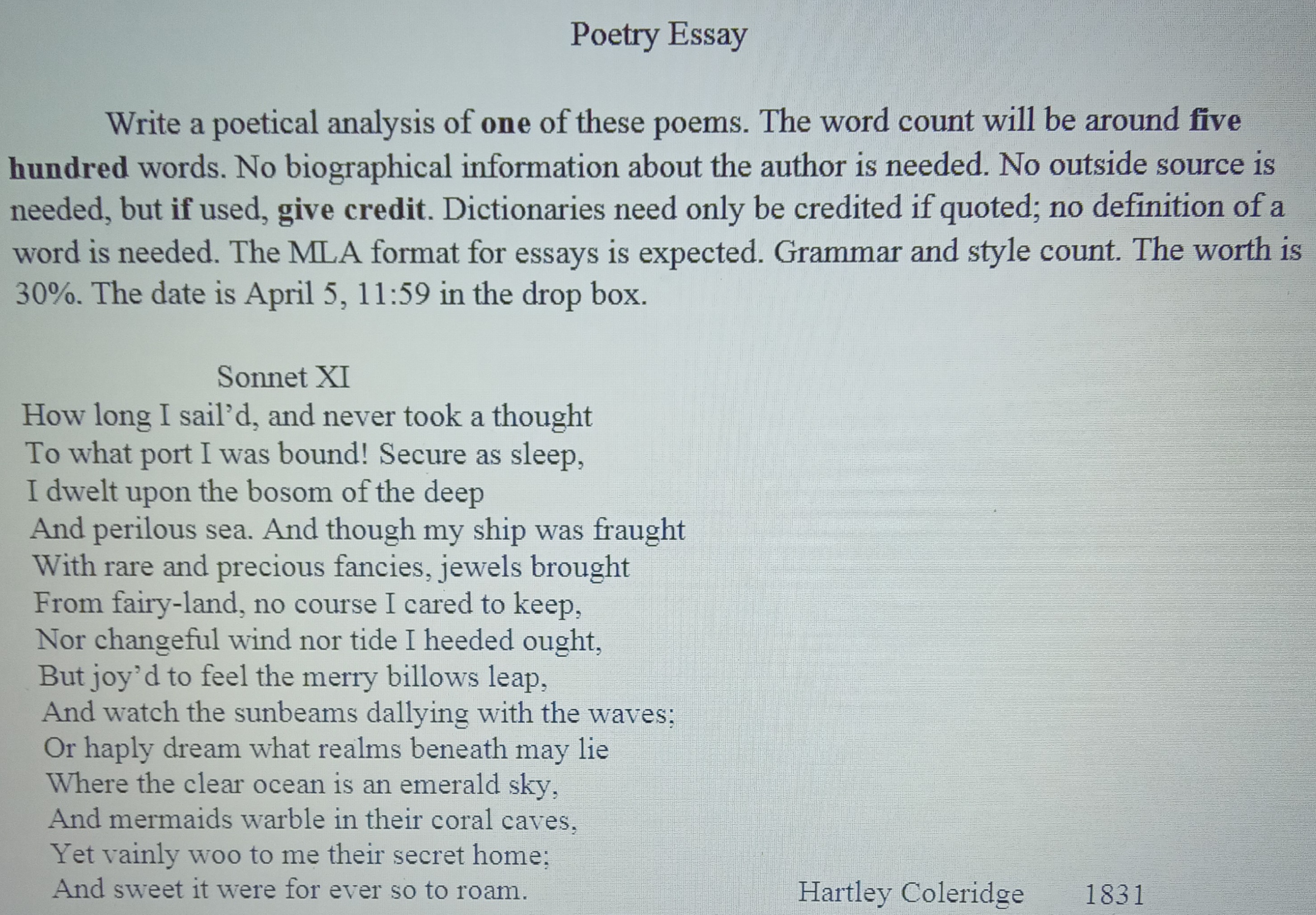 Write a poetical analysis of one of these poems. The | Chegg.com