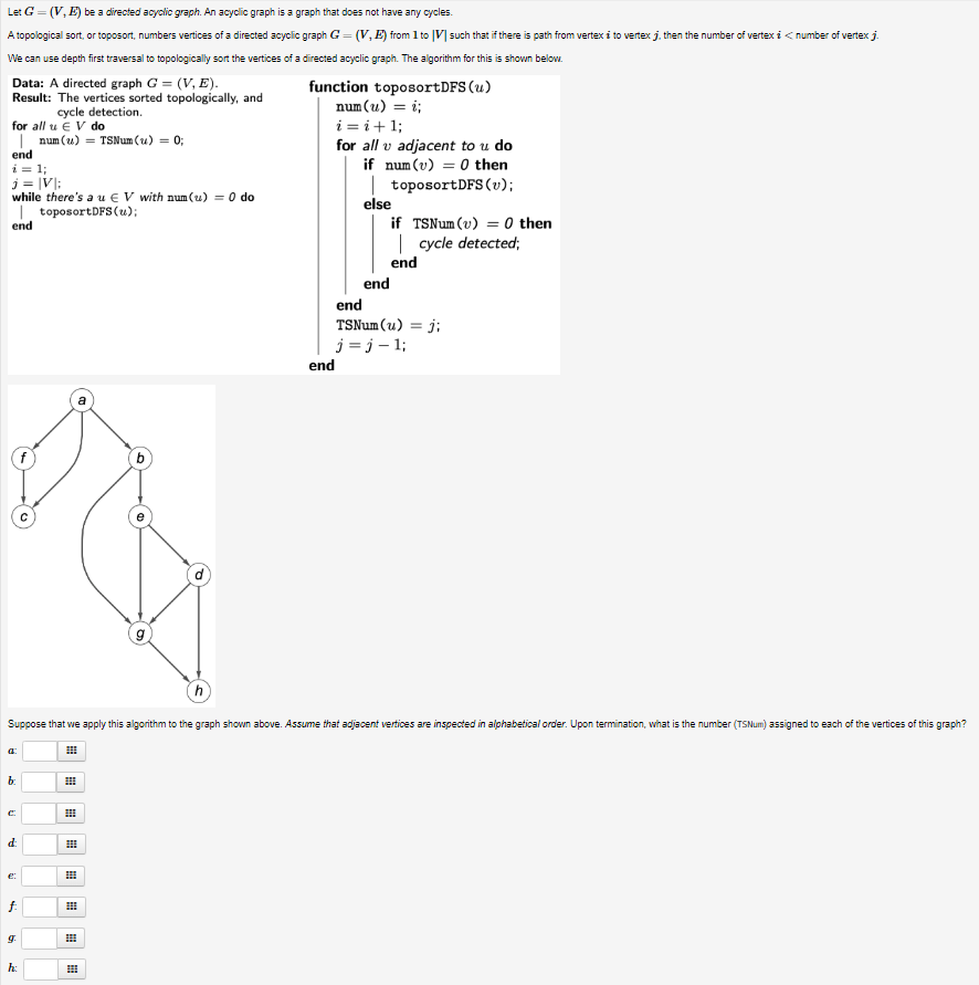 Solved Let G=(V. E) be a directed acyclic graph. An acyclic | Chegg.com