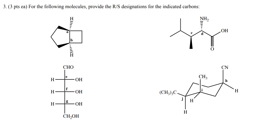 Solved 3 3 Pts Ea For The Following Molecules Provide Chegg Com