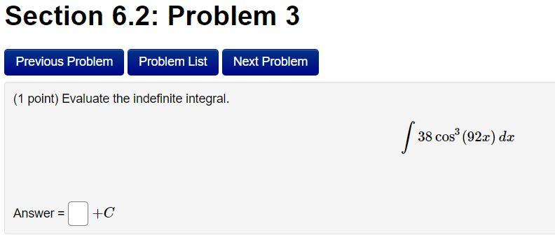 Solved Section 6.2: Problem 3 Previous Problem Problem List | Chegg.com