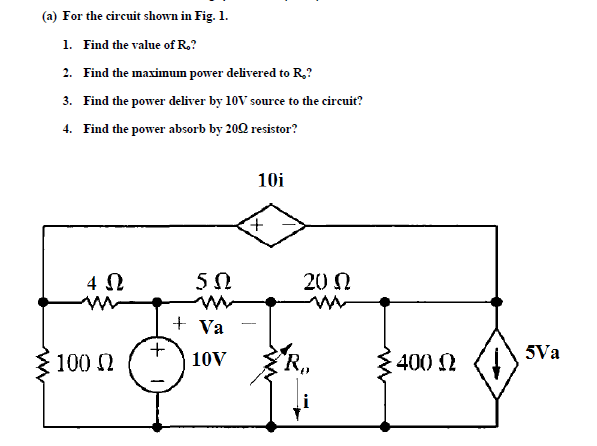 Solved (a) For the circuit shown in Fig. 1. 1. Find the | Chegg.com