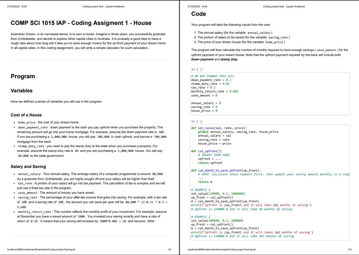 Solved 27/03/2022, 18:04 Coding project final - Jupyter | Chegg.com