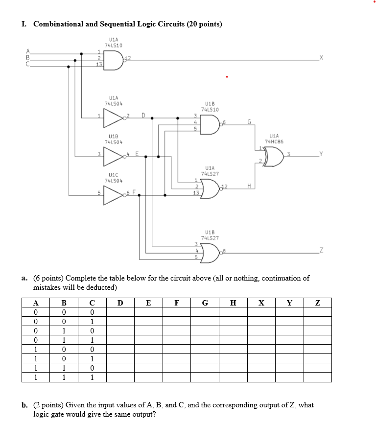 Solved I. Combinational and Sequential Logic Circuits (20 | Chegg.com