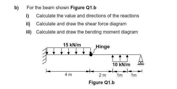 Solved B) For The Beam Shown Figure Q1.b I) Calculate The 