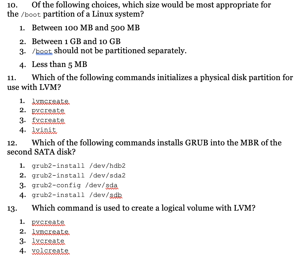 Solved 10. Of the following choices, which size would be | Chegg.com