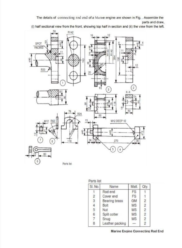 Solved The details of connecting rod end of a Marine engine