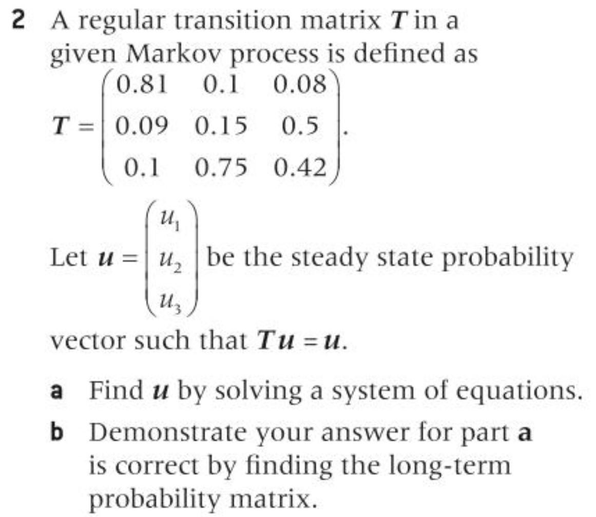 Solved 2 A regular transition matrix T in a given Markov