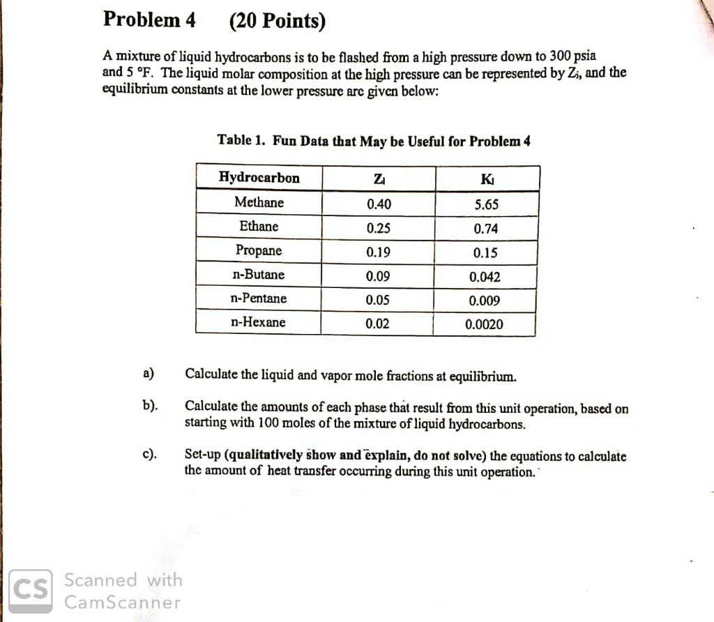 Problem 4 (20 Points) A mixture of liquid | Chegg.com