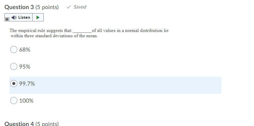 Solved Question 3 (5 Points) Saved Listen The Empirical Rule | Chegg.com