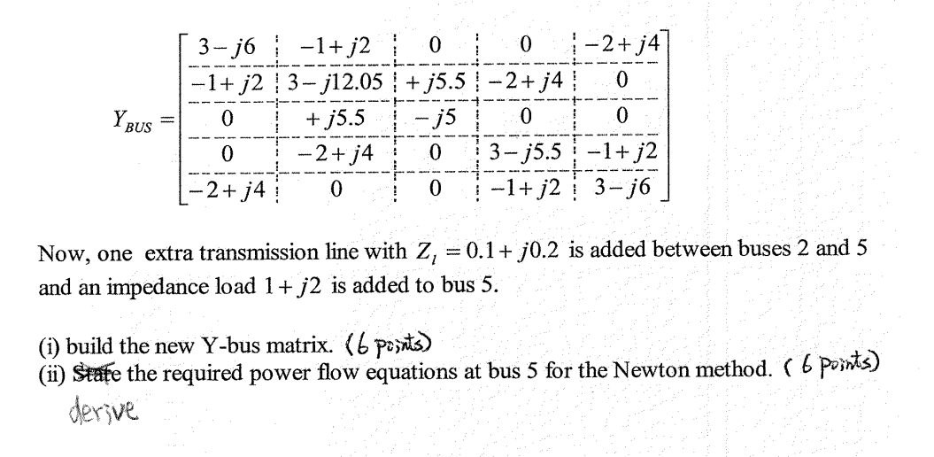 Solved (4) Consider The 5-bus System Of Homework #5 With The | Chegg.com