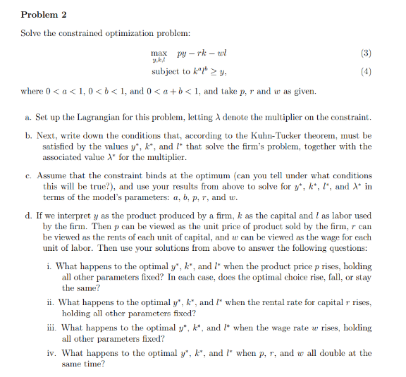 Problem 2 Solve the constrained optimization problem: | Chegg.com