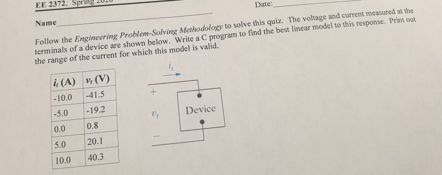 Solved Name Date: Follow The Engineering Problem-Solving | Chegg.com