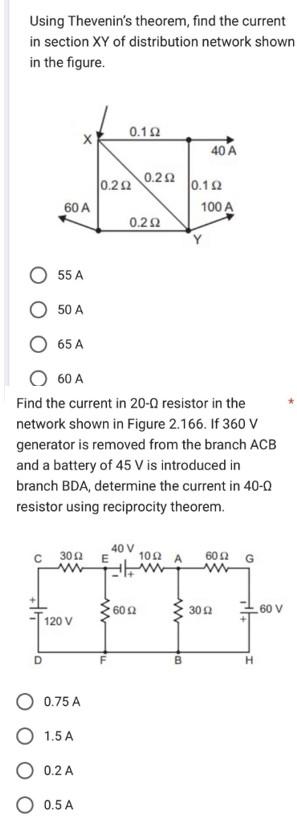 Solved Using Thevenins Theorem Find The Current In Section