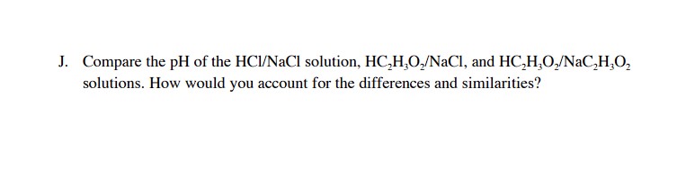 Solved Compare the pH of the HCl/NaCl solution, | Chegg.com