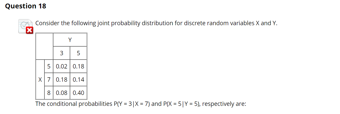 Question 18 Consider The Following Joint Probability | Chegg.com