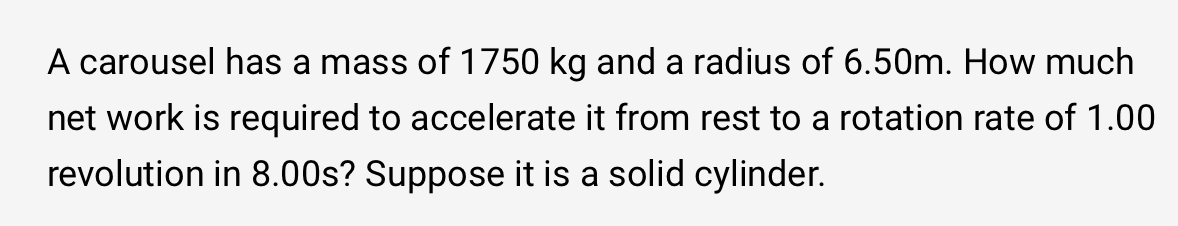 Solved A carousel has a mass of 1750 kg and a radius of | Chegg.com