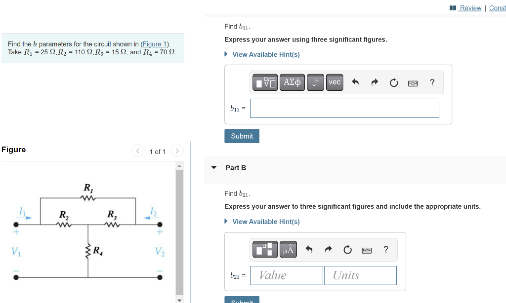 Solved Find B11. Find The B Parameters For The Circuit Shown | Chegg.com