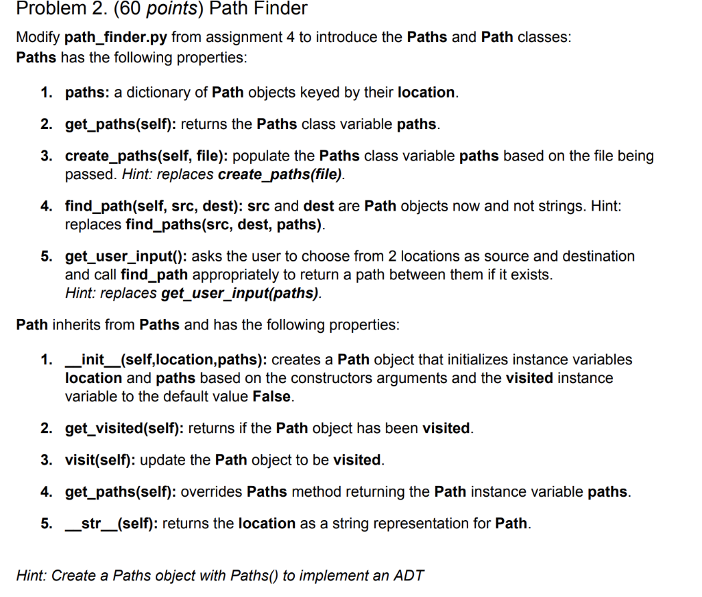 Problem 2. (60 points) Path Finder Modify | Chegg.com