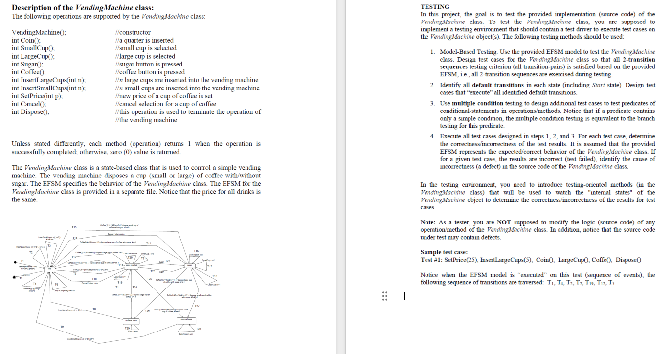 Solved Description of the VendingMachine class: The | Chegg.com