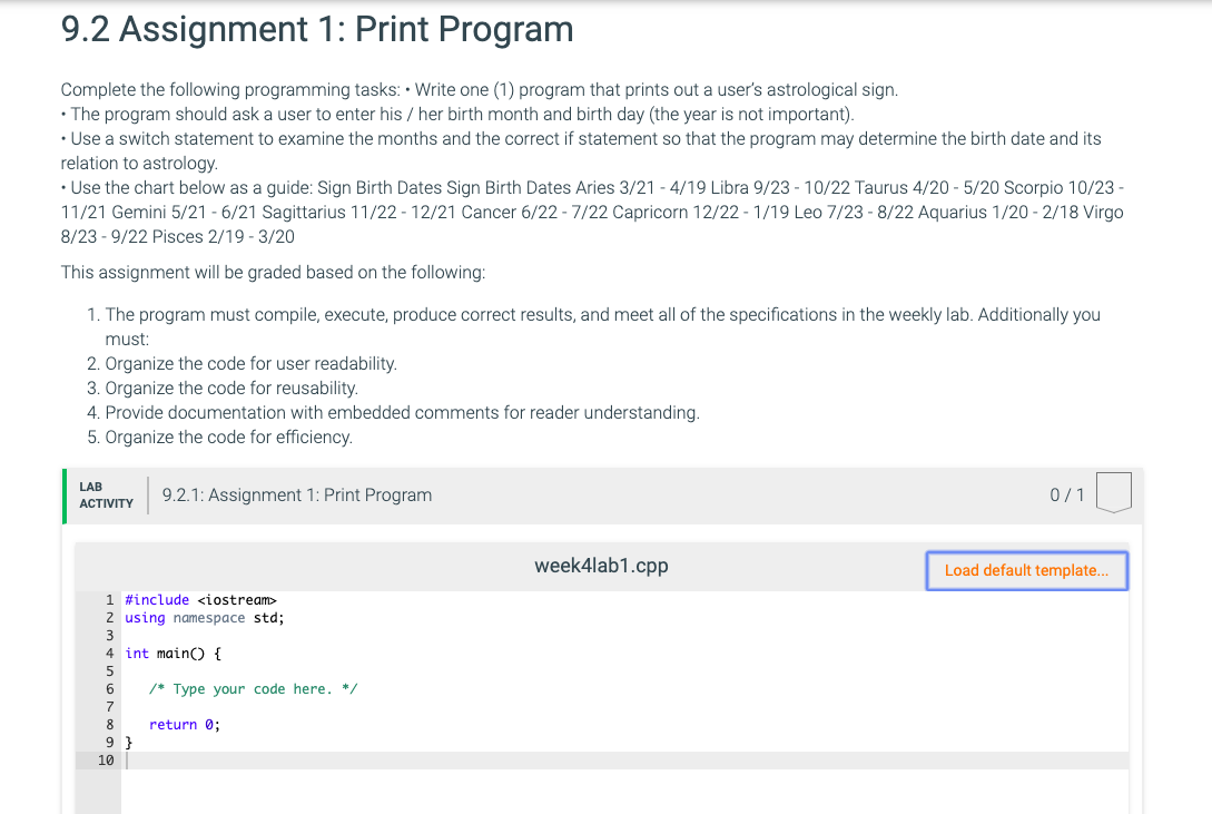Solved 9.2 Assignment 1: Print Program Complete the | Chegg.com