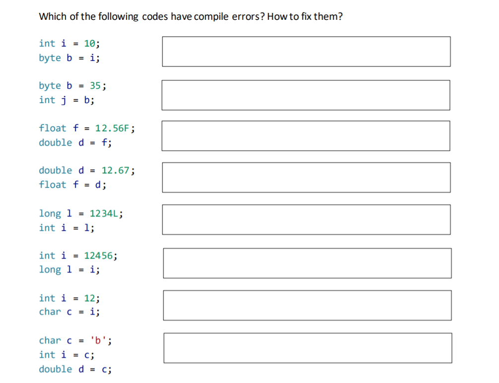 Solved Which of the following codes have compile errors? How | Chegg.com