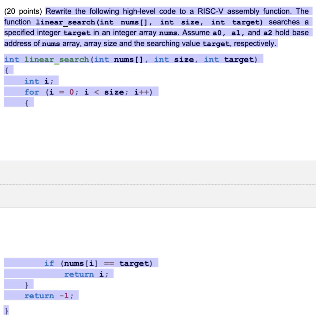 Solved (20 points) Rewrite the following high-level code to | Chegg.com